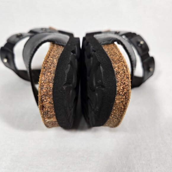 NOAT Ashley Rhinestone Adjustable Gore BLACK Leather Sandals Women's Size 8-8.5. - Picture 12 of 17